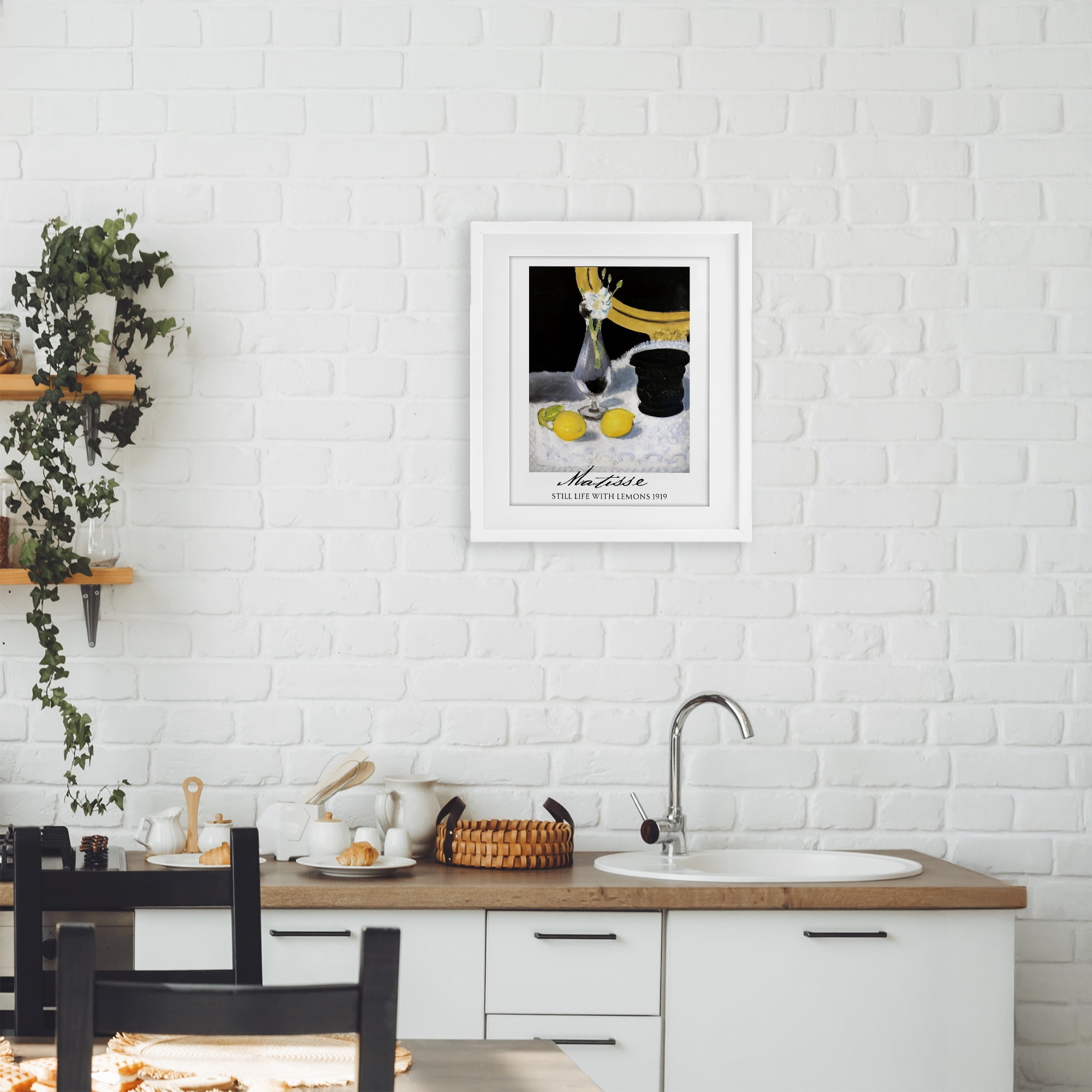 Stupell Industries Matisse Still Life Lemons White Framed Print Under Glass, design by Vintage Hustle