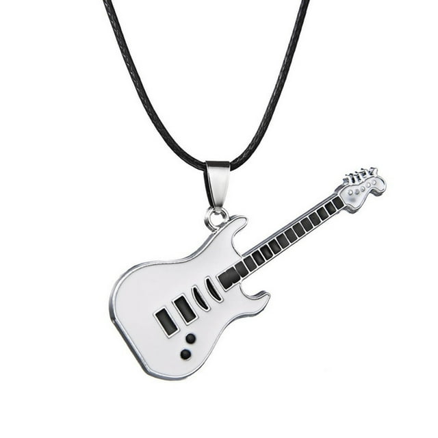 Pendentif Guitare Couple Pendentif en Acier Inoxydable Bijoux Guitare Colliers Pendentifs Collier Véritable Collier Pendentif Laye Colliers pour Femmes Long Collier Déclaration pour Femmes Bijoux Mode