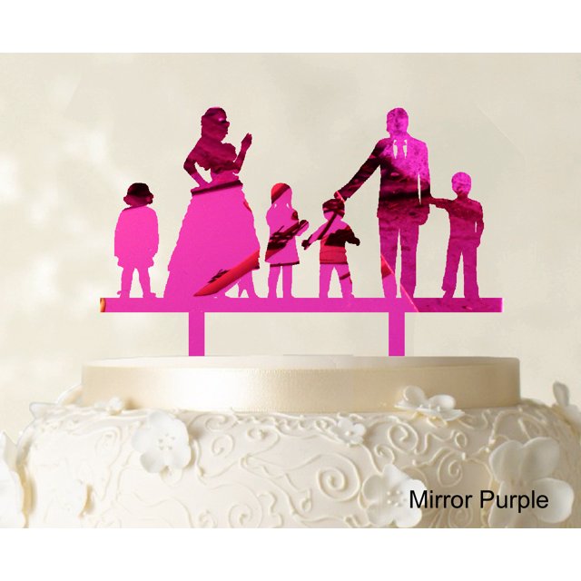 Personalized Family Cake Topper Custom Silhouette Wedding Cake Topper Cake Decorations Option Available 6-7 Inches Wide