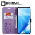 thumbnail image 3 of OnePlus Nord N200 5G Wallet Case, Dteck Embossed Butterfly PU Leather Magnetic Folio Flip Wallet Case Built-in Card Holder with Wrist Strap Stand Cover For OnePlus Nord N200 5G 2021,Purple, 3 of 5