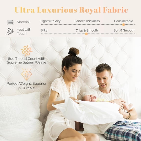 Egyptian Cotton Split King Sheets Sets for Adjustable Bed - Luxury 800 Thread Count 5 PC Top Split King Sheet (Ivory)