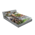 thumbnail image 2 of Ambesonne Rustic Fitted Sheet & Pillow Sham Set, Farmhouse Countryside, Queen, Brown Green Red, 2 of 2