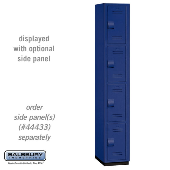 12" Wide Four Tier Heavy Duty Plastic Locker - 1 Wide - 6 Feet High - 18 Inches Deep - Blue
