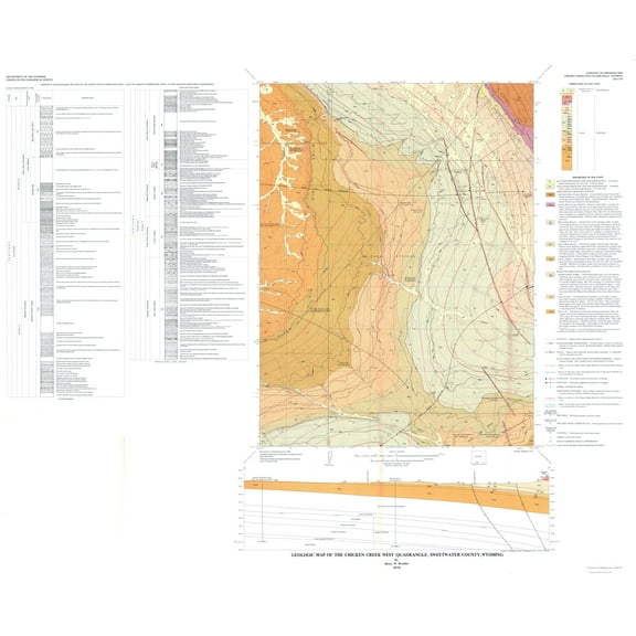 Historic Mine Map - Chicken Creek West Quad Wyoming - Roehler 1967 - 28.30 x 23 - Vintage Wall Art