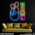 thumbnail image 2 of Craftnamesign Bowl Neon Sign, Bowling Central Wall Art, Bowling Game Wall Decor, 2 of 4