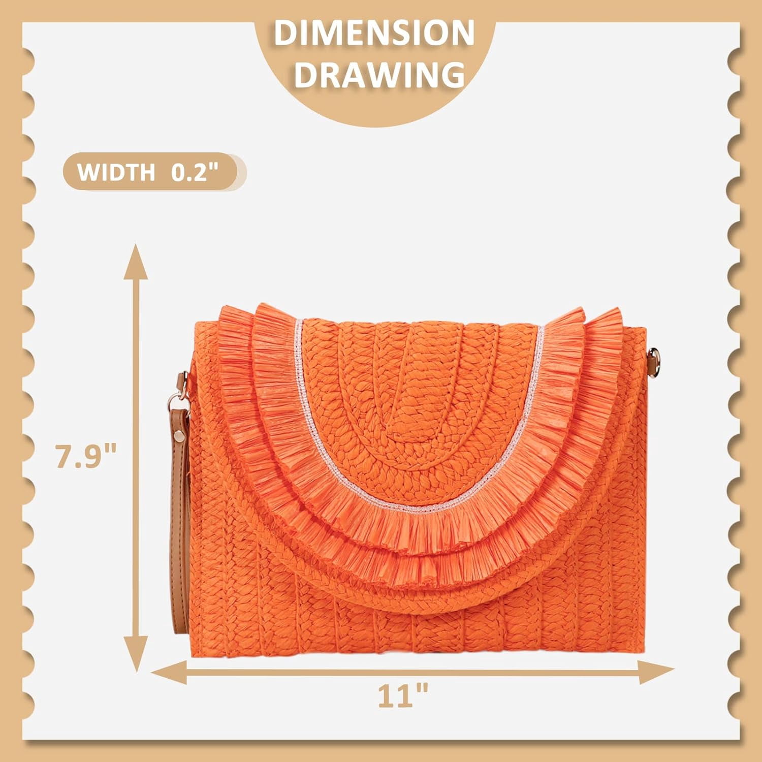 Crossbody Bags for Women, Straw Clutch Purses, Bohemian Handmade Woven Envelope Package, Tassel Handbags for Women