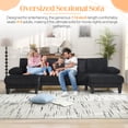 thumbnail image 6 of FFH 114" U Shaped Couch, Oversized Sectional Sofa with Double Chaise, Modular Cloud Couch Corduroy 4 Seater Sofa Set for Living Room, Black, 6 of 11