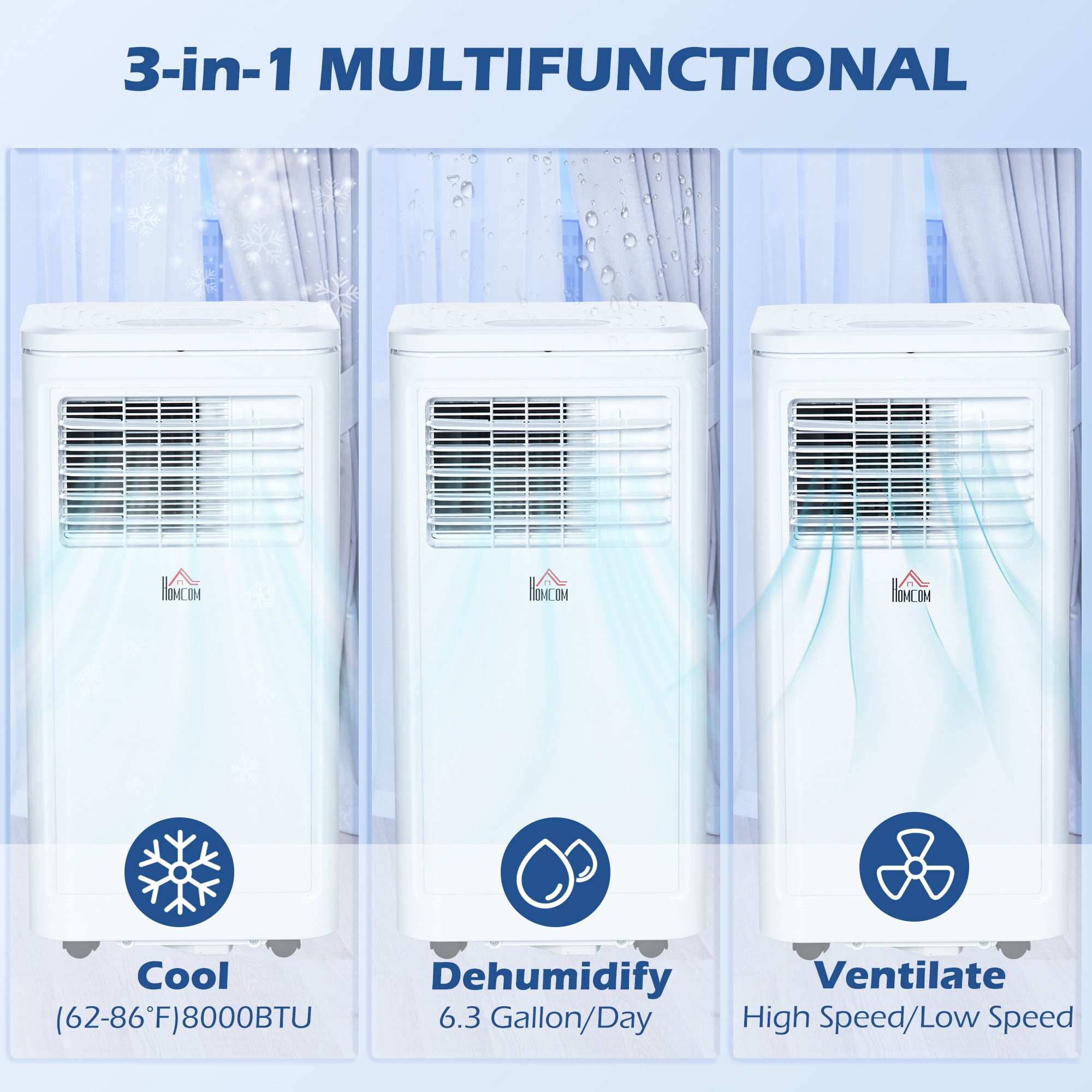 HOMCOM 8,000 BTU Portable Air Conditioner Evaporative Cooler, White