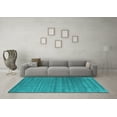thumbnail image 3 of Ahgly Company Machine Washable Indoor Round Abstract Turquoise Blue Contemporary Area Rugs, 7' Round, 3 of 4