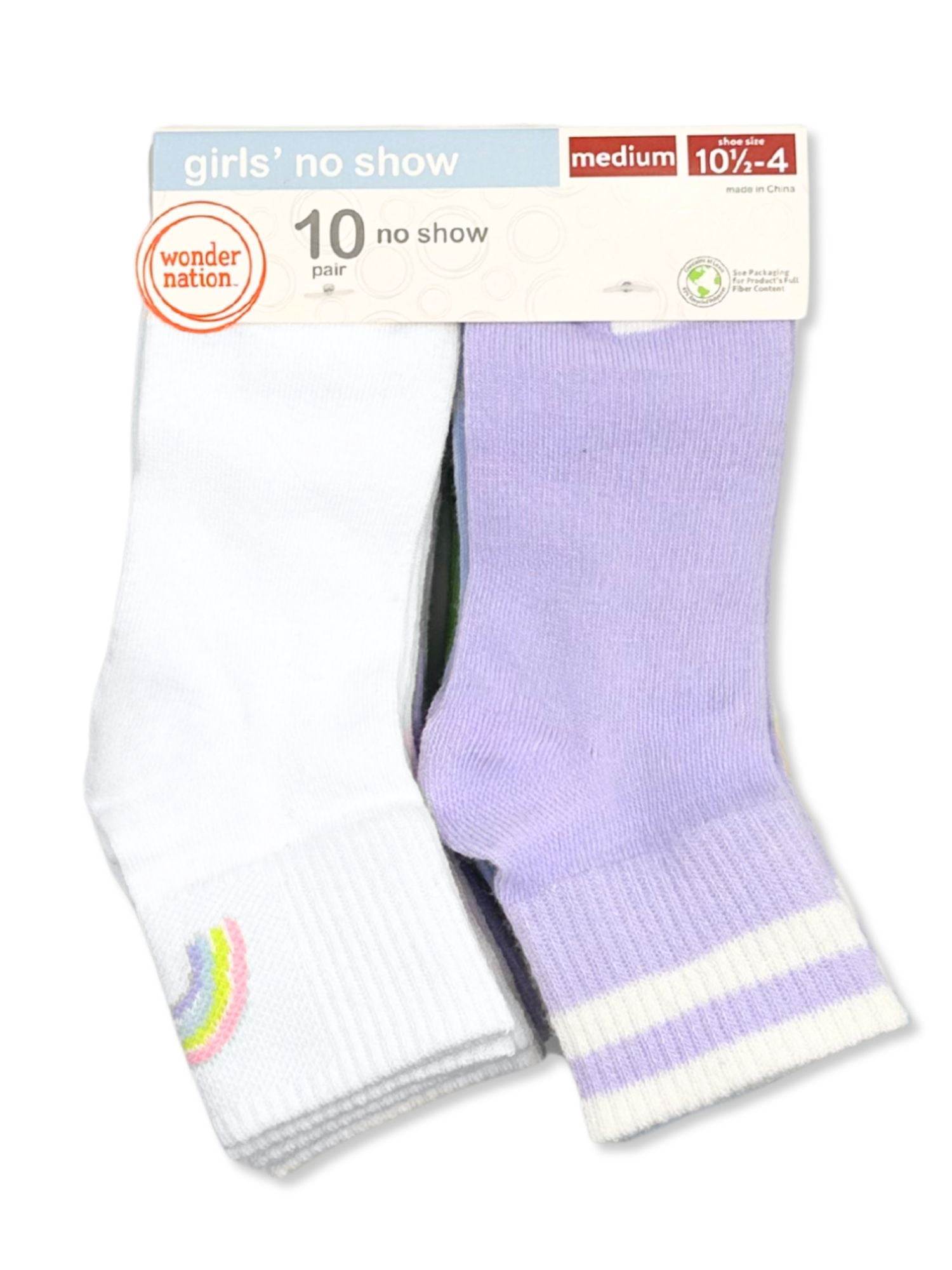 Wonder Nation, Girls Ankle Icon Socks, 10-Pack, Sizes S-L