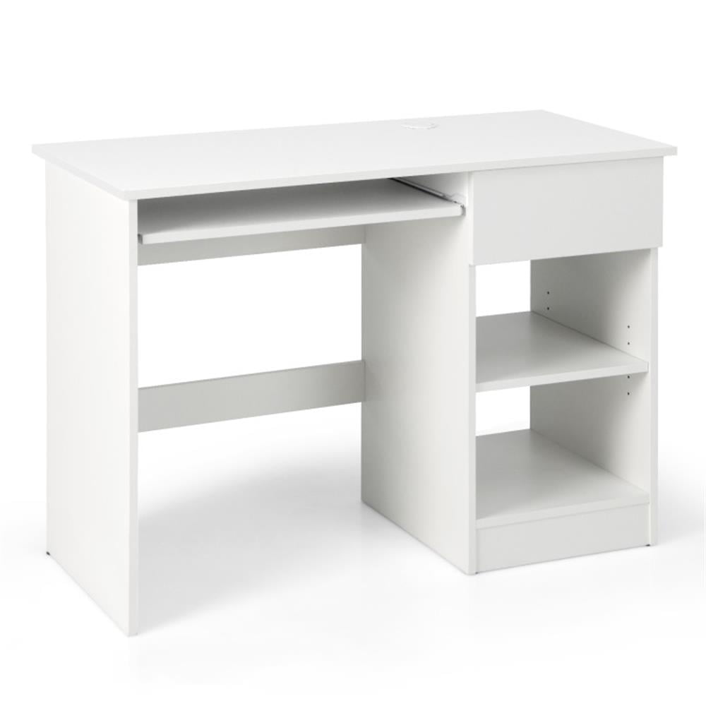 Demi Bonn Wooden Computer Desk with CPU Stand, Small Home Office Desk Study Writing Table, White