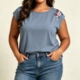 thumbnail image 2 of Diufon Summer Tank Tops for Women Floral Embroidered Cap Sleeve Crewneck Blouse Casual Beach Vacation Shirts, 2 of 9