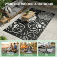 thumbnail image 5 of LUOVEN 9x12 Reversible Outdoor Waterproof Rug Plastic Straw Patio Mat for Backyard, Deck, RV, Camping, Porch, Black & White, 5 of 8