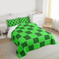 thumbnail image 3 of jejeloiu Classic Grid Bedding Comforter Set,Minimalism Geometric Checkered Twin Comforter Sets,Green Black Checkerboard Bedding Set For Girls Boys,Super Cozy Room Decor Reversible,2pcs, 3 of 8