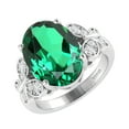 thumbnail image 3 of Sterling Silver with Emerald and White Topaz Solitaire Ring, 3 of 3