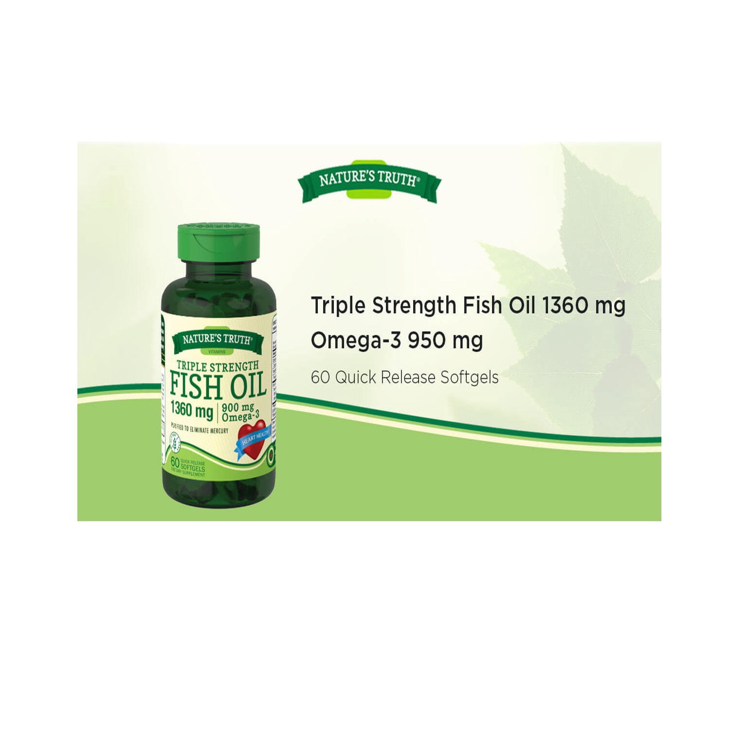 Nature's Truth Fish Oil 1360 mg Dietary Supplement - 60 Softgels, Pack of 4