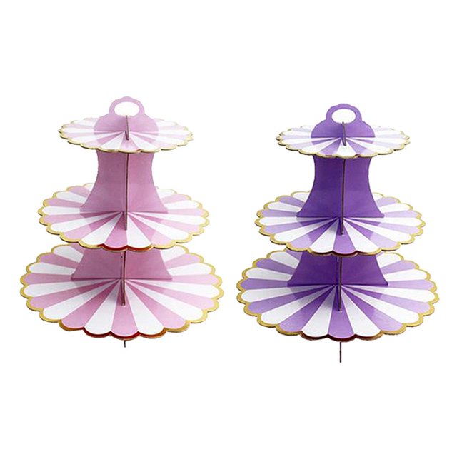 Niveles, Soporte Plegable para Cupcakes, Soporte para Pasteles, Repostería, licencia de Exhibición Púrpura + BLESIY Soporte para cupcakes para tartas de 3 niveles
