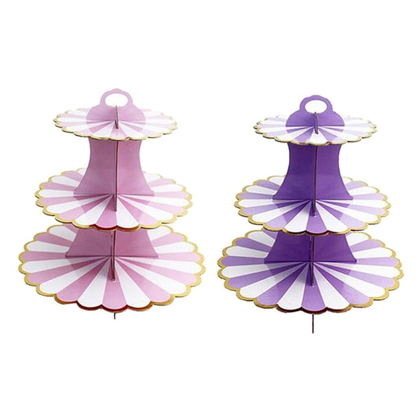 Soporte para cupcakes Soledad plástico de 3 niveles Bandeja de Servicio Púrpura
