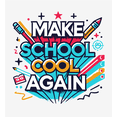 thumbnail image 2 of Make School Cool Again Back To School Adult White Crew Neck Short Sleeve Tee-XL, 2 of 4