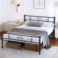 thumbnail image 2 of Yoneston Queen Size Metal Platform Bed Frame with Vintage Headboard & Footboard for Adult Bedroom, Black, 2 of 6