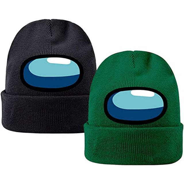 JHIJHOO Lot de 2 Bonnets d'Hiver Among Us Bonnet Côtelé Extensible