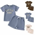 thumbnail image 5 of HCNTES Boys Summer Casual And Comfortable Short Sleeved Shorts Twopiece Set 12-18 Months Khaki, 5 of 6