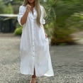 thumbnail image 2 of Jinhomg Women's Shirt Dresses Loose Fit Comfy Cotton Linen Maxi Dress 2025 Trendy Button Down High Low Hem Beach Dress Summer Vacation Outfits White XXXXL, 2 of 7
