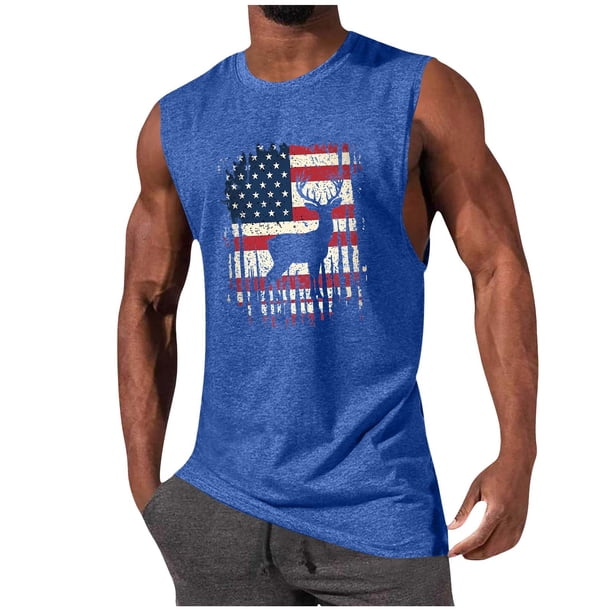 Tanque Deportivo de Cuello Redondo de la Impresión de la Moda Casual de los Hombres, Blusa de Poliéster sin Mangas para el Uso Diario Casual Al Aire Libre
