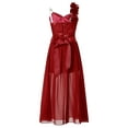 thumbnail image 4 of Manyakai Kids Flower Girls One Shoulder Romper Dress Wedding Banquet Party Maxi Ball Gown Dancewear Burgundy 14, 4 of 7