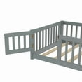 thumbnail image 5 of Montessori Bed with Rails, Twin Size Floor Bed with Door & Slats Support, Wood Playhouse Bed with Fence, No Box Spring Needed,Gray, 5 of 8