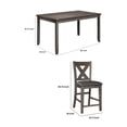 thumbnail image 5 of 7 Piece Dining Table Set Lattice Back Chairs Dark Gray Wood Polyester, 5 of 5