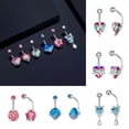 thumbnail image 2 of K-KED Body Piercing Heart Navel Ring Belly Navel Belly Bar Navel Delicate Jewelry Button Rings-3, 2 of 9
