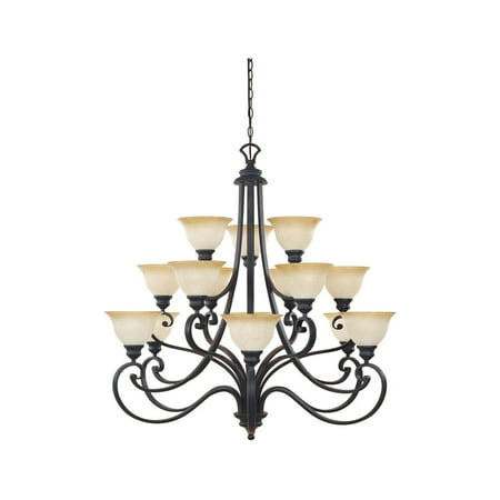 

Natural Iron Tone Finish Chandeliers 40 Wide Medium Base Type 15 Light Fixture