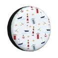 thumbnail image 1 of Fotbe Nautical Lighthouse Sailboat Funda de Llanta de Repuesto con Estampado, Engrosada, Ajuste Universal para Jeep, Remolque, RV, SUV, Camión-16 inch, 1 of 6