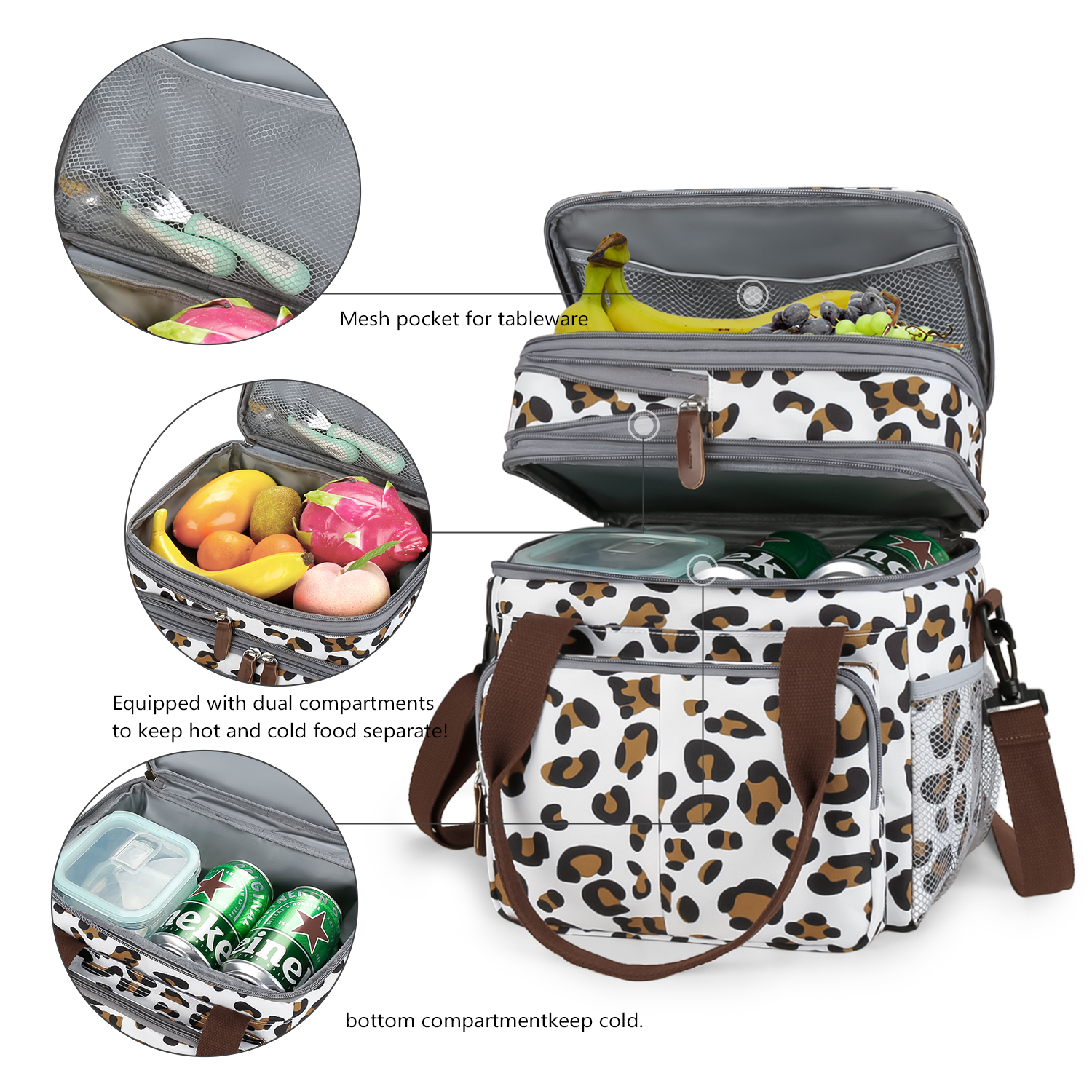 Lunch Bag for Women Men Double Deck Expandable Lunch Box,Large Lunch Bags,Leakproof Lunch Box Cooler Bag