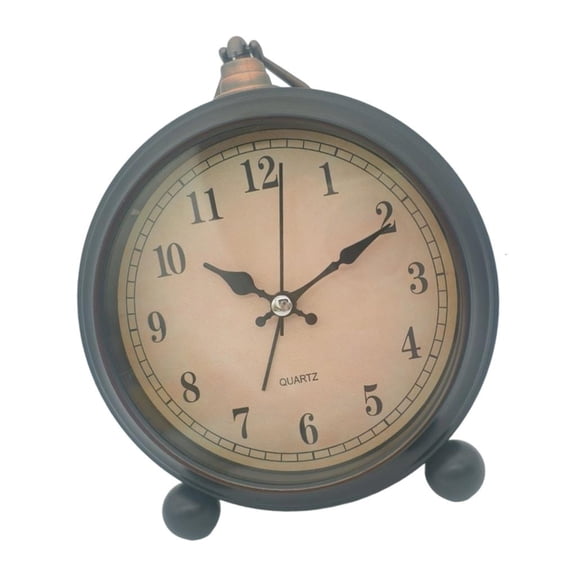 MOMOJIA Antique Metal Alarm Clock Not Ticking Quiet with Night Light Bedroom Necessity