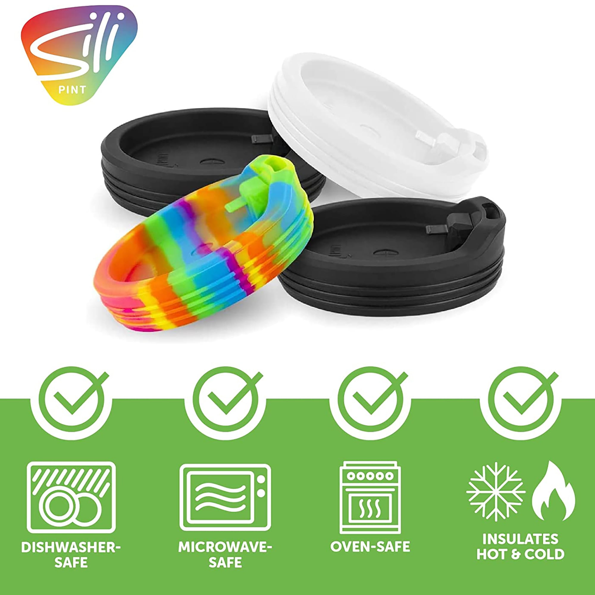 Silipint Silicone Travel-Cup Lids Kids' Cups and Wine Cups, Lid-Pack