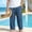 Dark Blue, variant on Men's Casual Cotton Linen Pants Relaxed Fit Straight Leg Flat Front Expandable Waist Trousers Coffee