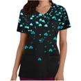 thumbnail image 2 of Scrub Top for Women V Neck Short Sleeve Soft Breathable Dual Pockets Medical Nursing Uniform Working Top Hearts Printed Healthcare Professional Apparel, 2 of 5
