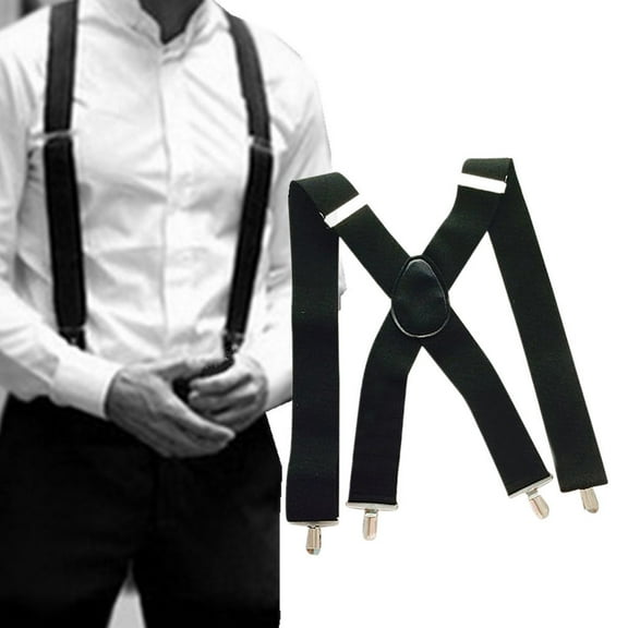 Kiplyki 50mm Wide Men X-Back X Shape Heavy Duty Trousers Brace Suspenders With Clips