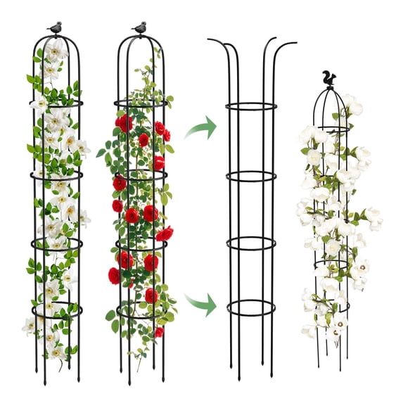 Garden Rose Bush Flower Obelisk 6Ft Tall Climbing Plant Trellis Detachable Tower (2pcsgardentrellisforclimbingplants )