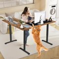 thumbnail image 5 of 63x55 in L Shaped Standing Desk, Electric Stand Up Desk Adjustable Height, Corner Desk with Mouse Pad, Hooks, Home Office Writing Gaming Studying Big Computer Workstation, Rustic Brown, 5 of 8