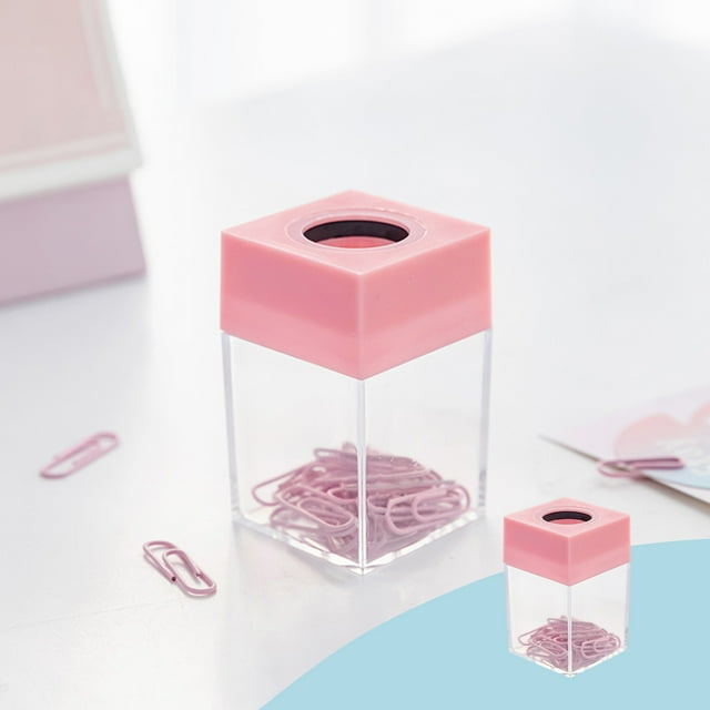 Macaron Color Originalit Magnetic Paper Clip Storage Bucket Office Stationery Storage Convenient Pin Box With Magnetic Top Suitable For Desk Cute Office Binders