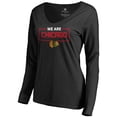 thumbnail image 2 of Women's Black Chicago Blackhawks Iconic Collection We Are Long Sleeve V-Neck T-Shirt, 2 of 3