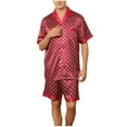 thumbnail image 6 of Awdenio Silk Pajamas Mens Short Sleeve Sleepwear Soft Satin Button Down Loungewear 2 Piece Pjs Shorts Set S-XL, 6 of 7