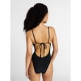 thumbnail image 3 of No Boundaries Solid Black One Piece Swimsuit, Women's XXS-XXL, 3 of 5