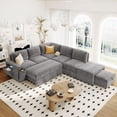 thumbnail image 2 of U_STYLE L-shaped Padded Modular Sofa with Storage Space, USB Ports, and Cup Holders on the Armrests, Suitable for Living Rooms, Offices, and Apartments., 2 of 9