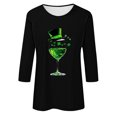 thumbnail image 4 of Meichang Chemises pour Femmes Joyeuse Fête de la Saint-Patrick Hauts T-Shirts Graphiques Porte-Bonheur Manches 3/4 Chandails Décontractés à Col Rond Hauts Irlandais Porte-Bonheur, 4 of 4