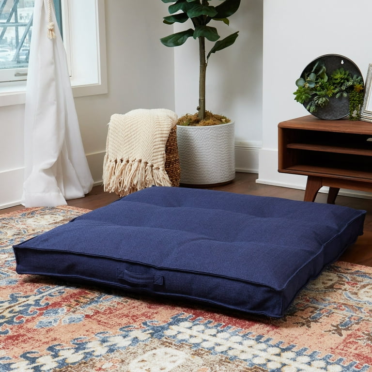 Square Tufted Floor Pillow Black Large 40 in. Walmart
