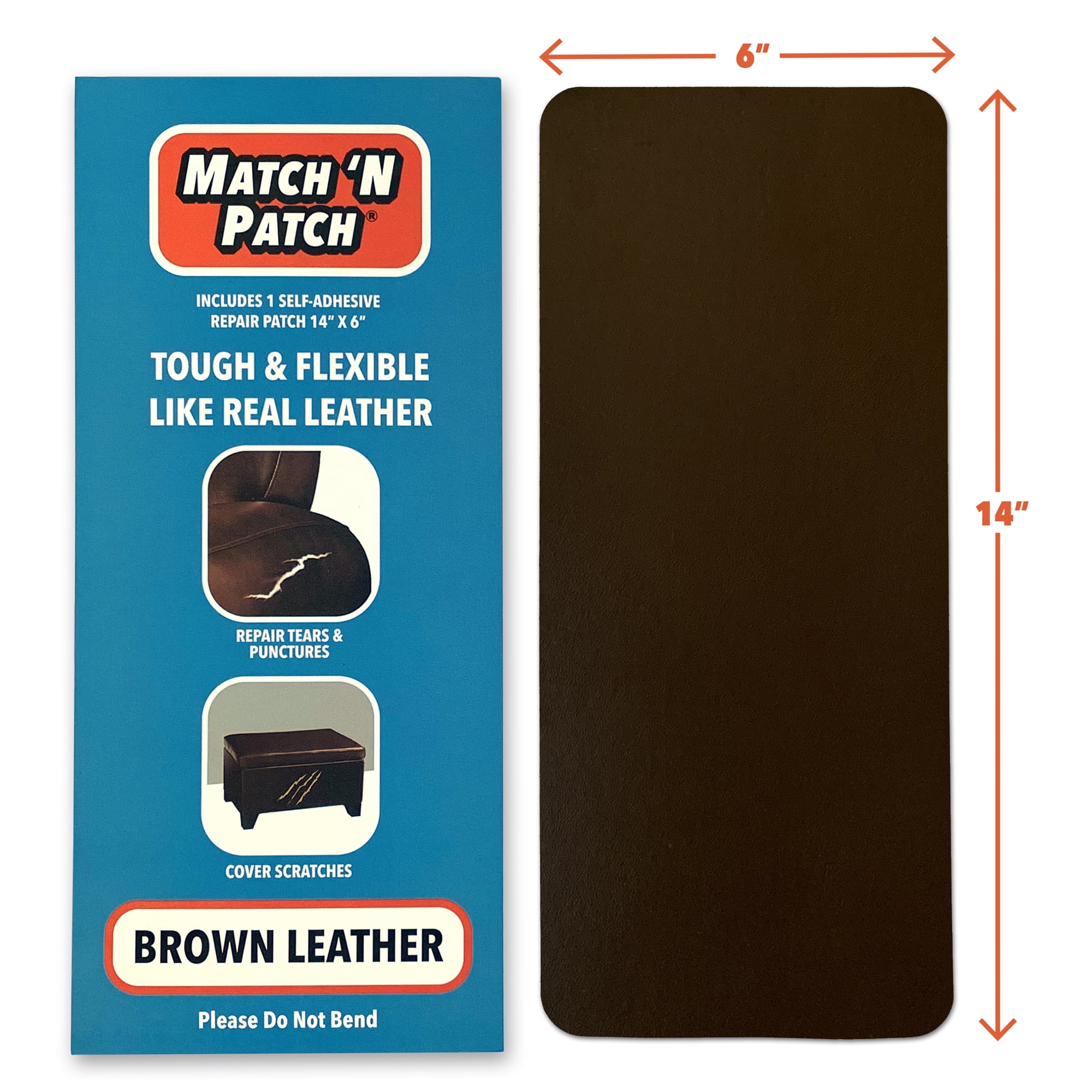 Match N Patch Realistic Brown Leather Repair Patch Walmart Com